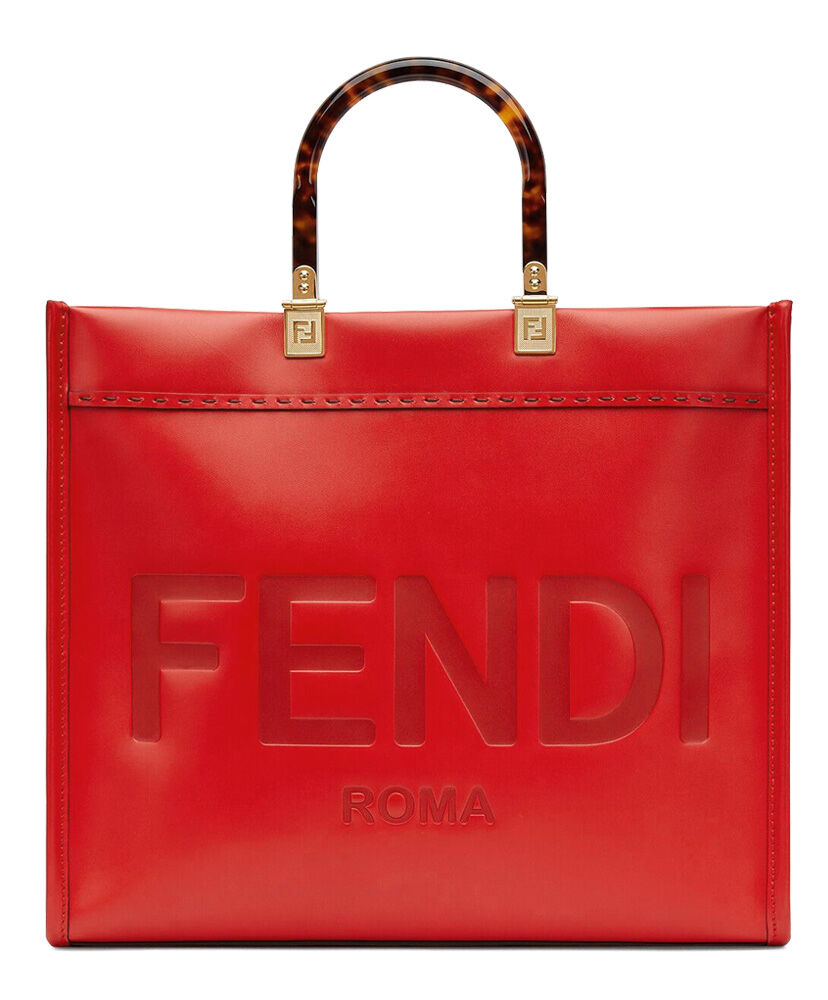 Fendi Sunshine Medium Leather Shopper Bag 8BH386 Red